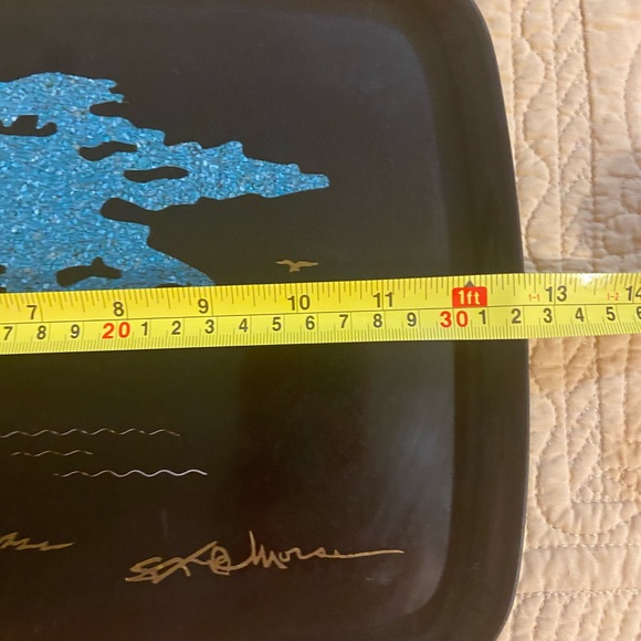 COUROC of MONTEREY Ca. Signed Morse CYPRESS Tree INLAID WOOD Tray 8.5”x12” - Picture 7 of 7